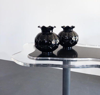 Edvin Ollers for Elme Glasbruk, Sweden — Black Art Deco Glass Vases, 192
