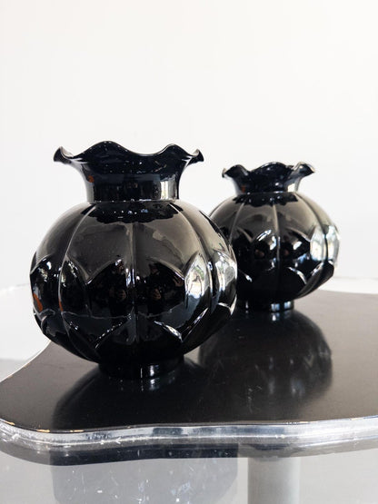 Edvin Ollers for Elme Glasbruk, Sweden — Black Art Deco Glass Vases, 192