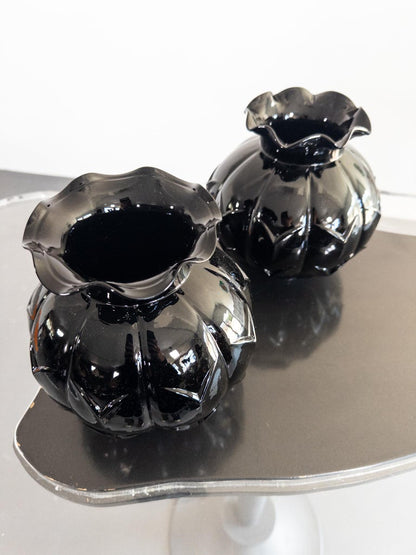 Edvin Ollers for Elme Glasbruk, Sweden — Black Art Deco Glass Vases, 192