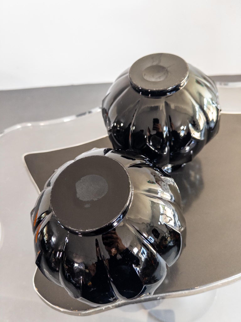 Edvin Ollers for Elme Glasbruk, Sweden — Black Art Deco Glass Vases, 192