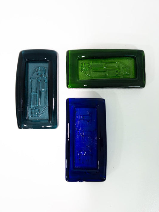 Erik Höglund for Boda – Set of Three Relief Glass Trays, Sweden, 1960s