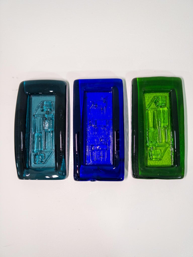 Erik Höglund for Boda – Set of Three Relief Glass Trays, Sweden, 1960s