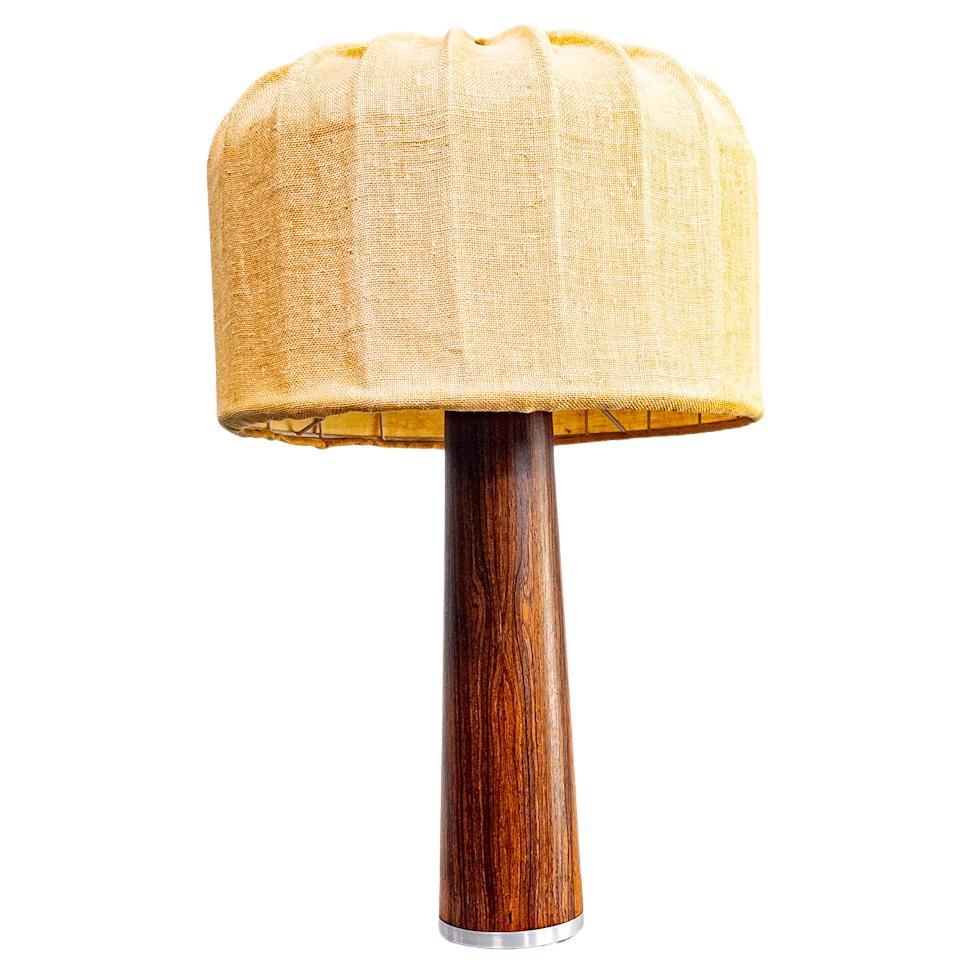 Swedish Mid-Century Rosewood Table Lamp with Original Shade, 1960s
