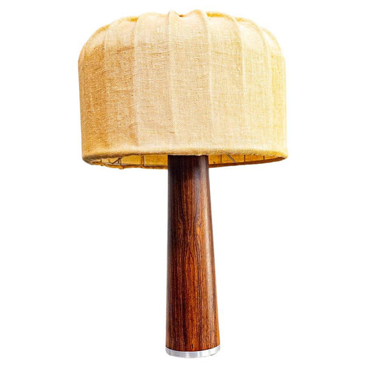 Swedish Mid-Century Rosewood Table Lamp with Original Shade, 1960s