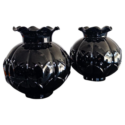 Edvin Ollers for Elme Glasbruk, Sweden — Black Art Deco Glass Vases, 192