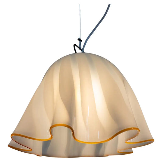 Large White Glass Pendant Light by Kalmar Fazzoletto, 1970s